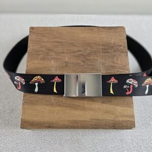 Empyre Mushroom Black Webbed Belt Chrome Buckle 48"